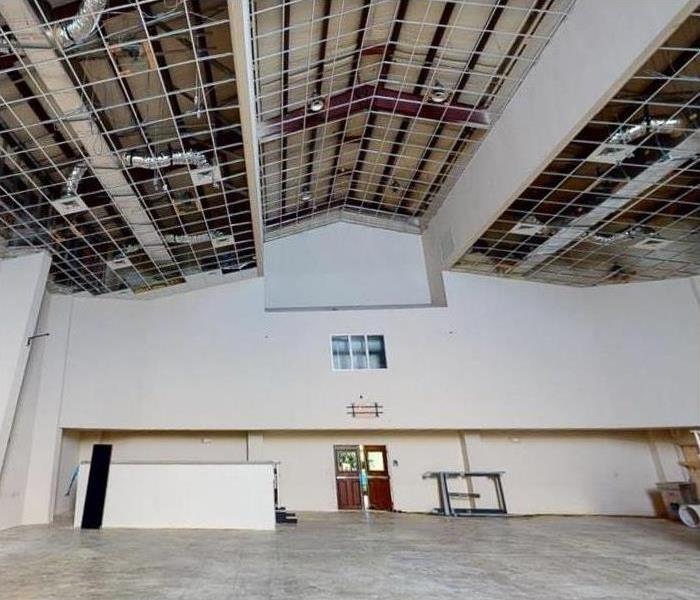 Commercial Building with drywall not installed on entire ceiling.