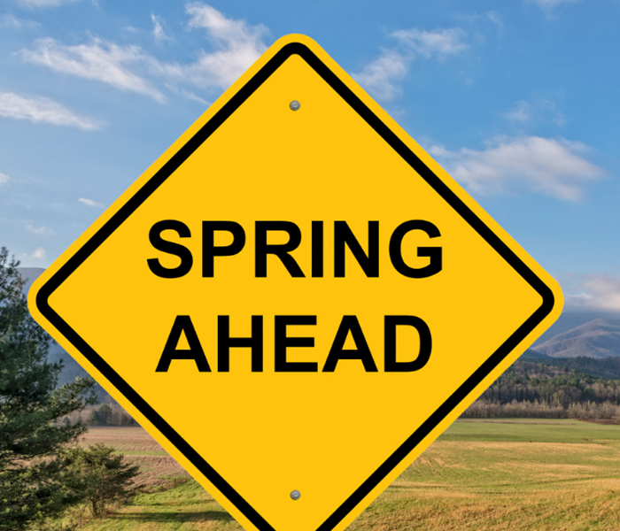 Sign that reads, "Spring Ahead"